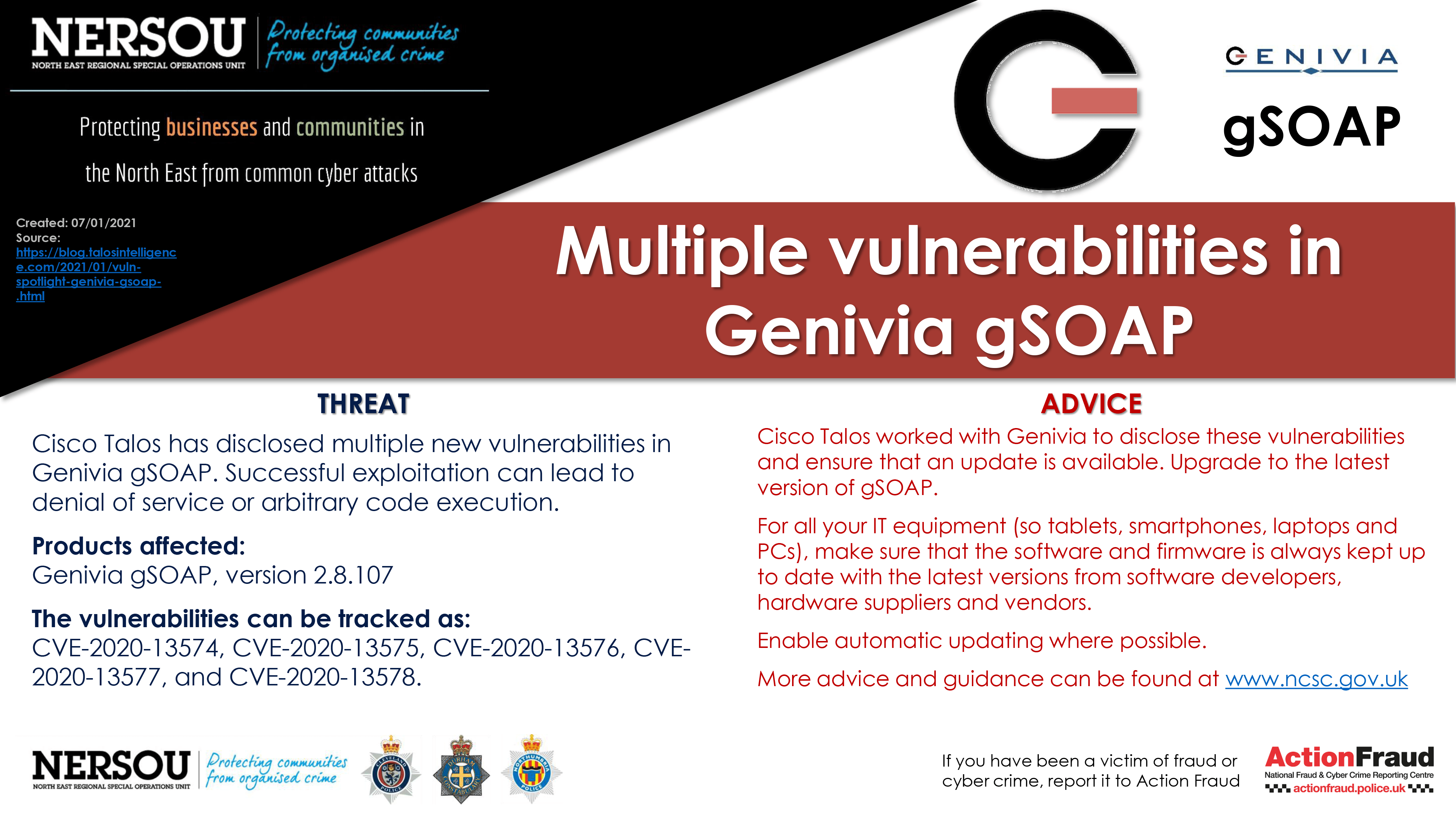 Notification Multiple vulnerabilities in Genivia gSOAP