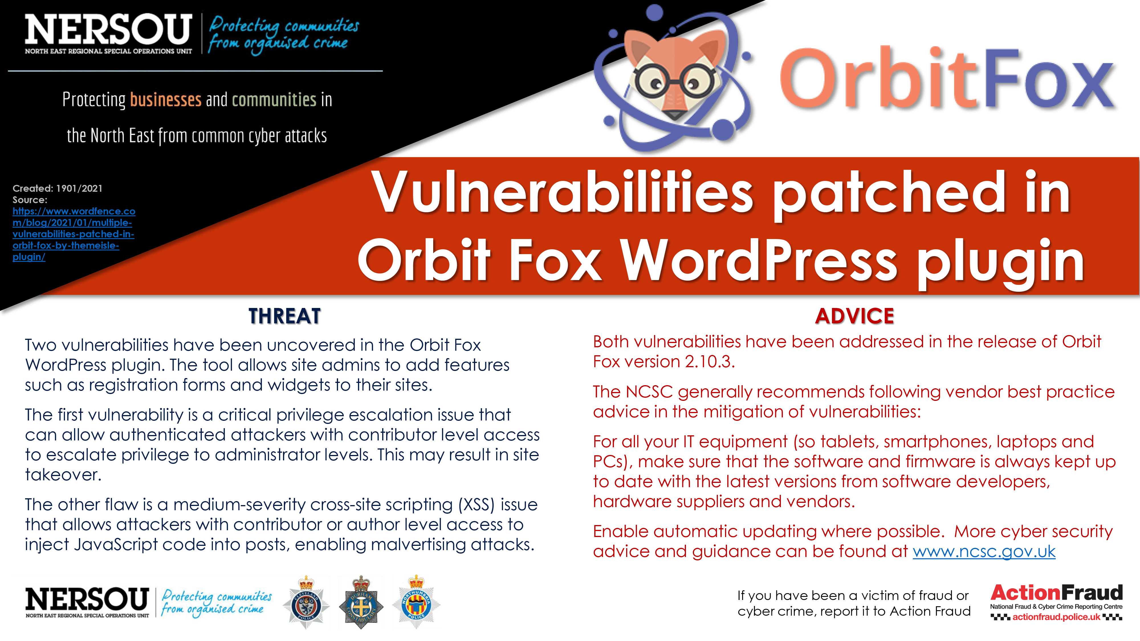 Notification Vulnerabilities patched in Orbit Fox WordPress plugin