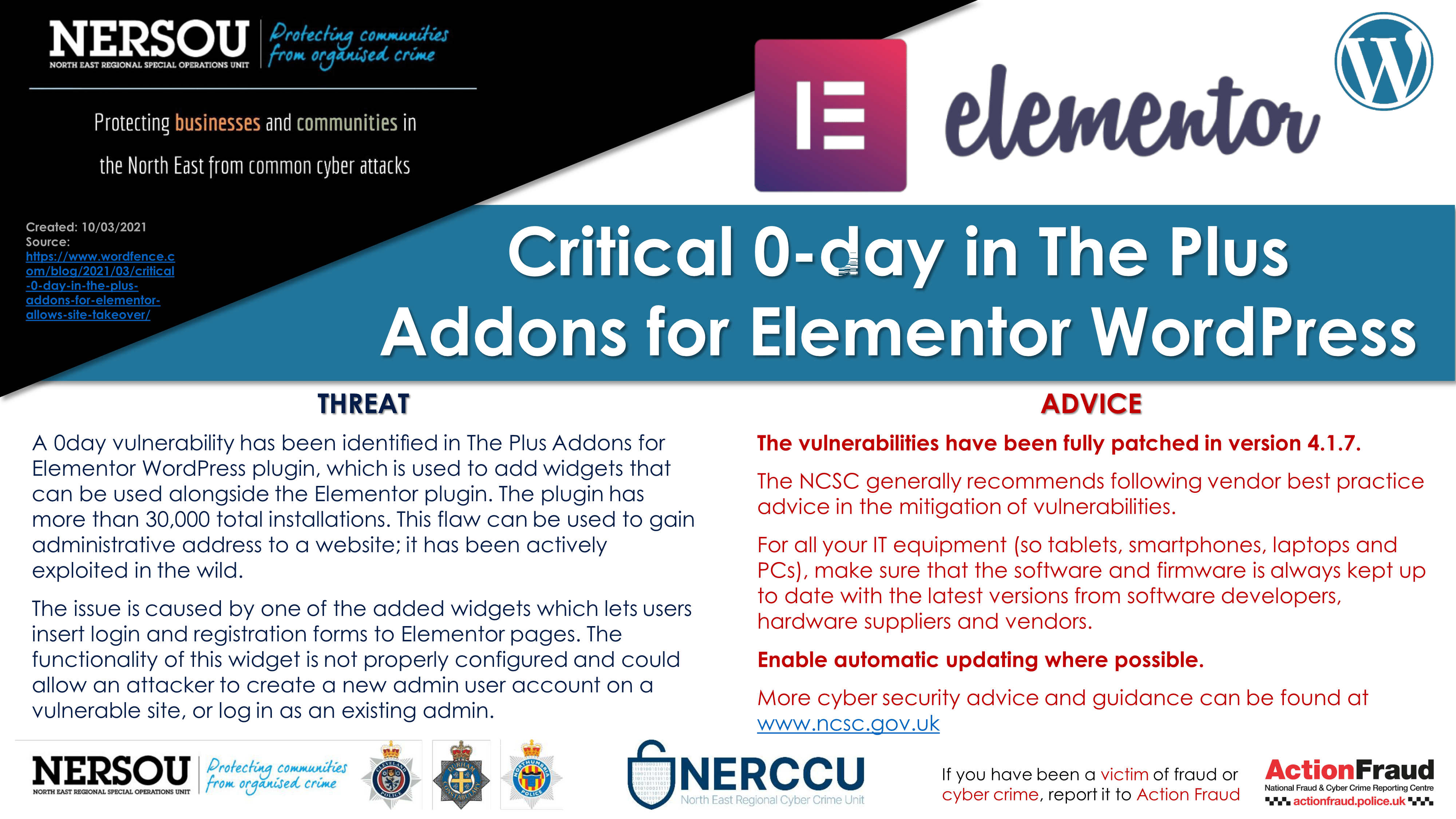 Notification - Critical 0-day in The Plus Addons for Elementor WordPress...