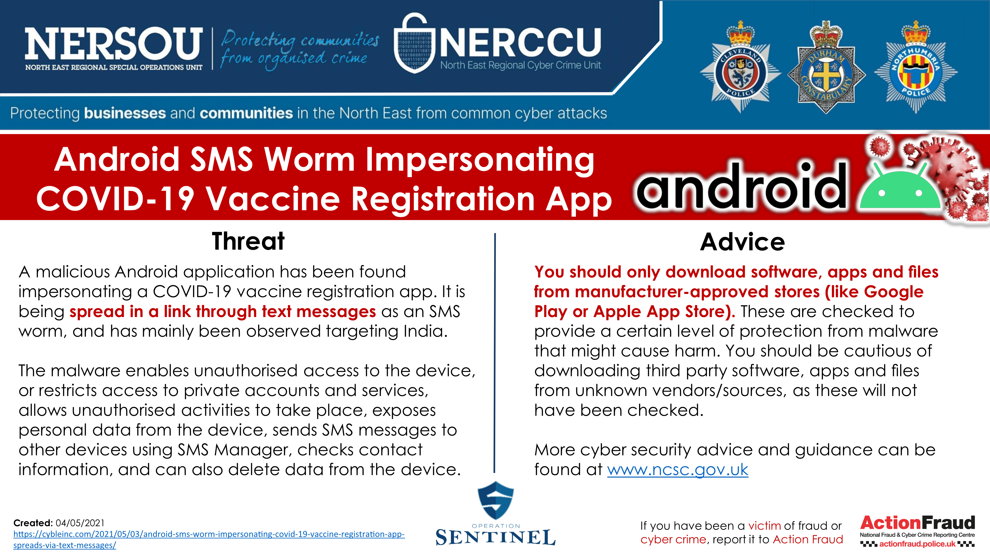 Notification Android SMS Worm Impersonating COVID 19 Vaccine Registrat...