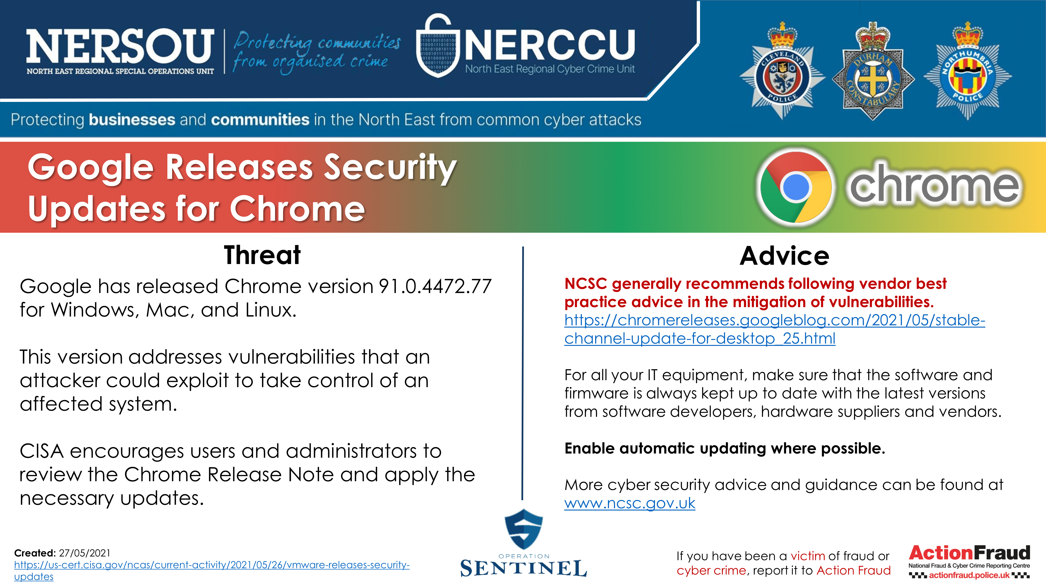 Notification - Google Releases Security Updates for Chrome