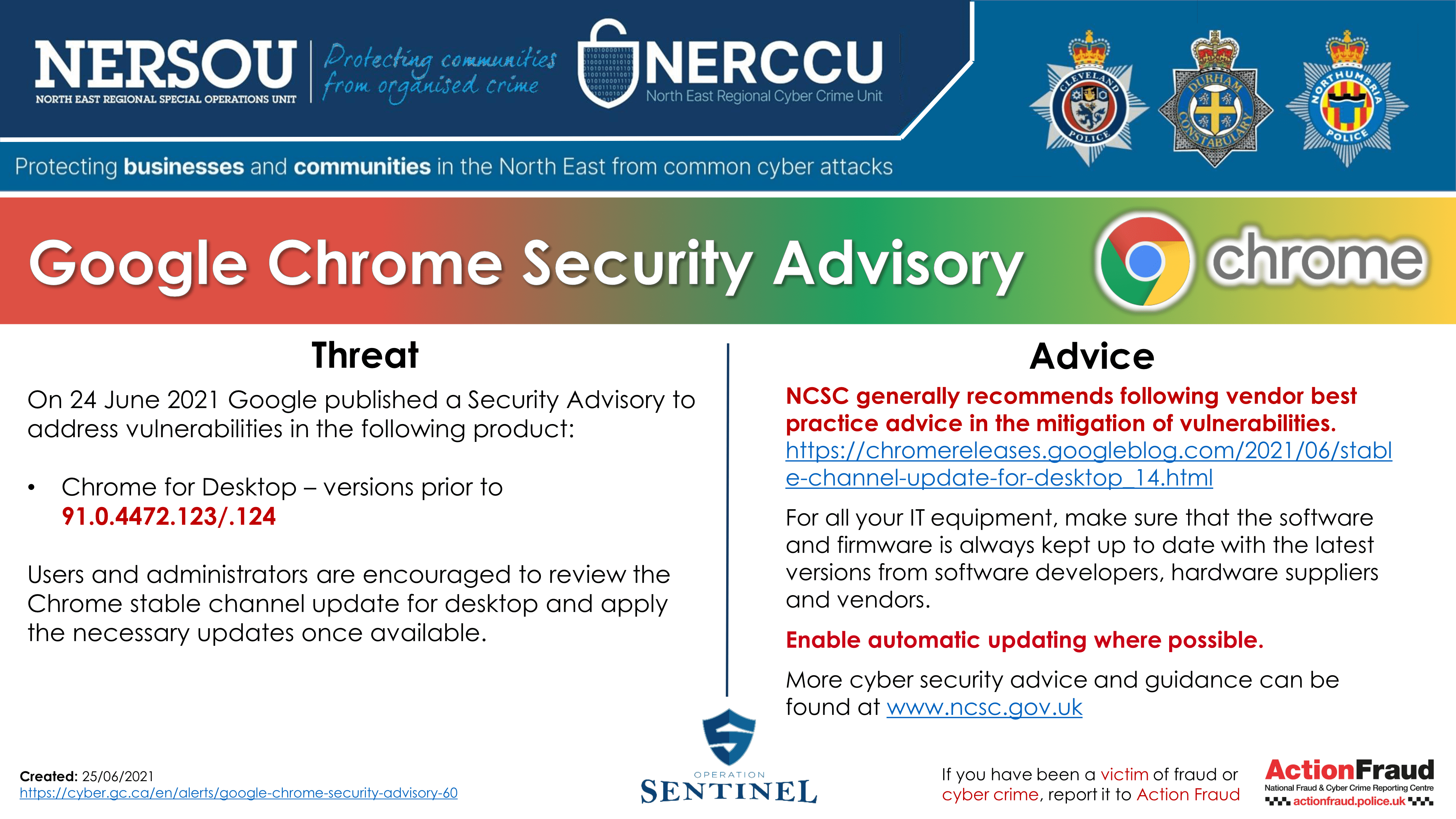 Notification Google Chrome Security Advisory