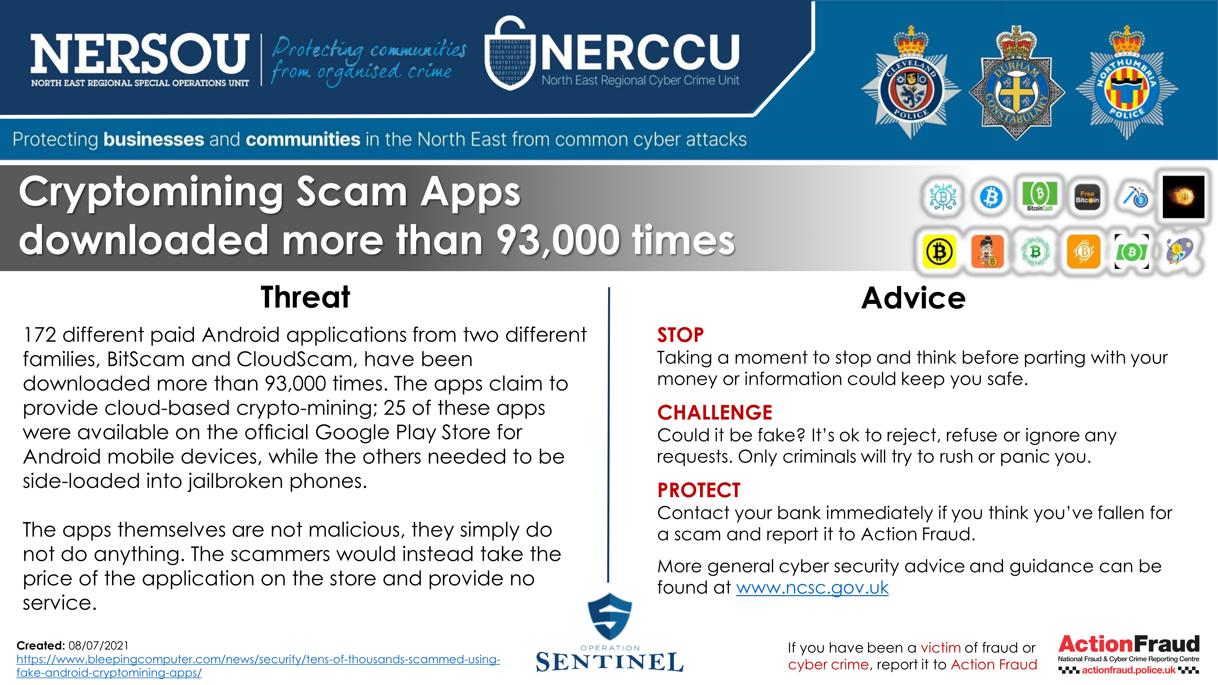 Notification - Cryptomining Scam Apps downloaded more than 93,000 times