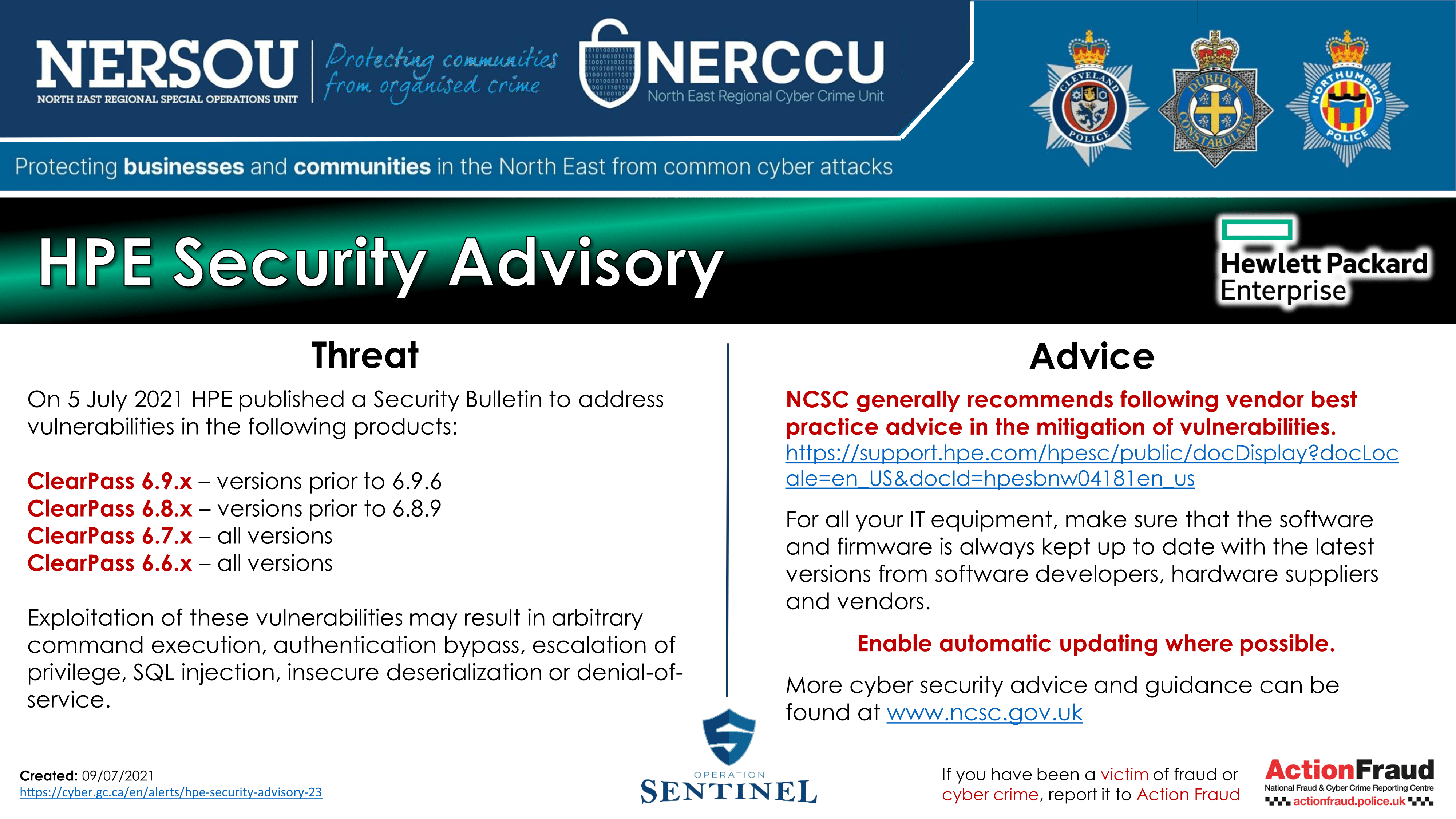 Notification - HPE Security Advisory
